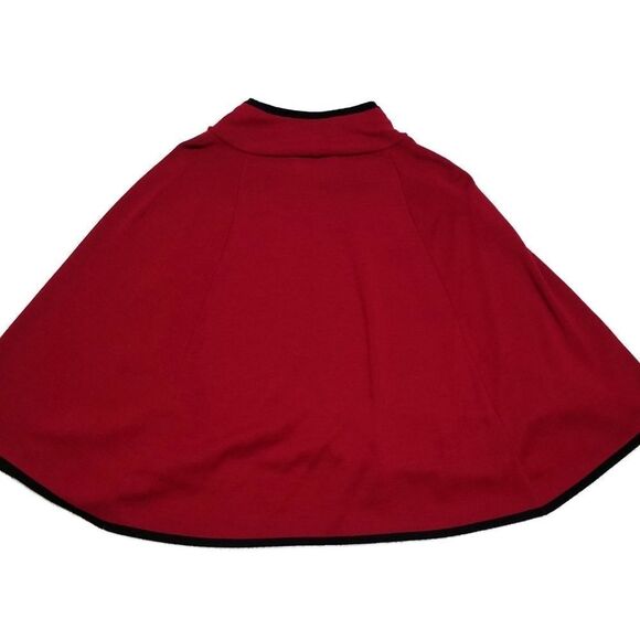 KASPER Cranberry Red Black Mini Poncho Cape - Picture 5 of 7